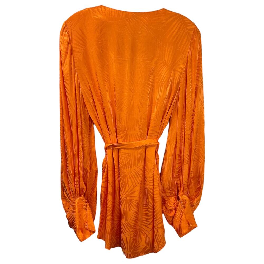 Rat & Boa, 'Harlequin' Mini Dress, Long Sleeve, Palm Jacquard, Orange XX-Small - Picture 3 of 11
